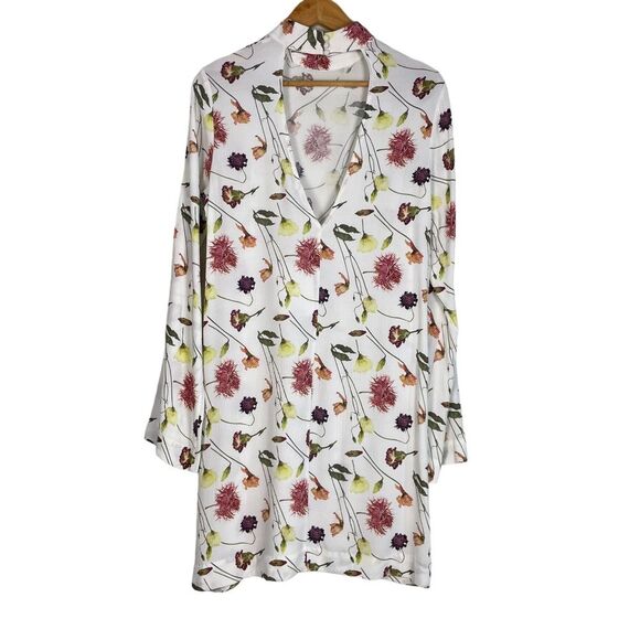 & Other Stories Deep V Open Back Floral Print Long Sleeves Mini Dress Size 6 NEW - Picture 6 of 13